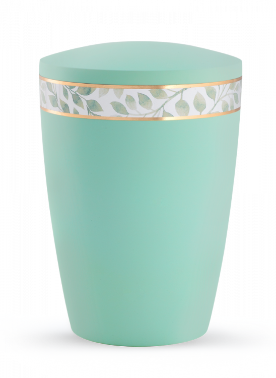Ekologická urna Pastell II, mátově zelená, ozdobný pásek