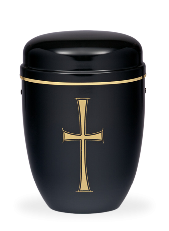 Kovová urna Faith Černá - Kříž