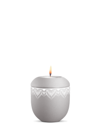 Keramická miniurna Mandala, šedá, mandala, sviečka