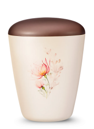 Ökologische Urne Exclusive – Cremefarben/Blumenstrauß