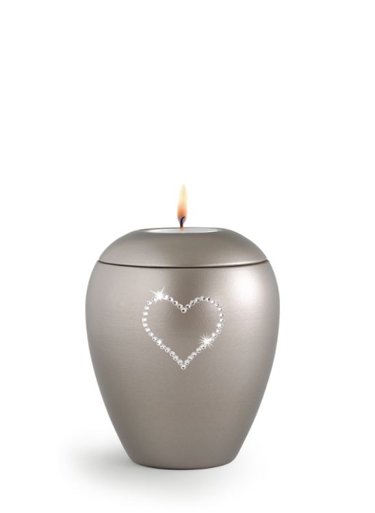 Zvířecí urna Crystal Heart so svíčkou - Fumé 0,5l