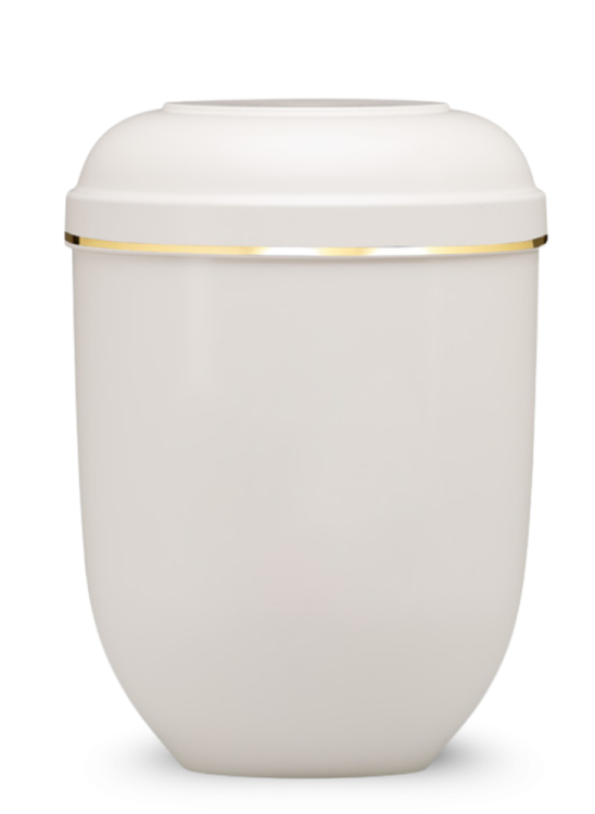 Ekologiczna urna Classic – Biała/Złoty pasek