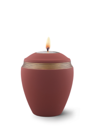 Keramická mimiurna Helena se svíčkou, Samtton, sametová, rubínová, starozlatá, ručně malované drážky a víko