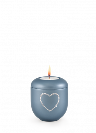 Keramická miniurna Crystal Srdce, šedá, lesklá, srdce, křišťál, svíčka