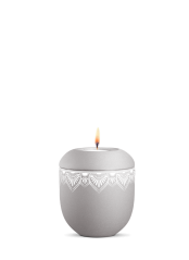 Keramická miniurna Mandala, šedá, mandala, svíčka