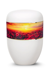 Ekologická urna Blossom - Bílá/Mák