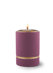 Keramická mimiurna Minion, Samtton, sametová, fialová, starozlatá, ručně malovaná výzdoba,víko se svíčkou
