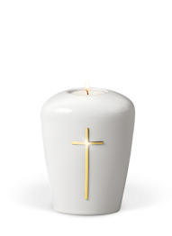 Ceramiczna miniurna Aura – Biała/Złota