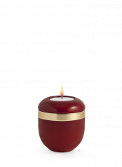 Keramická miniurna Brillant, rubínová, červená, zlatá, svíčka.