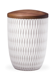 Organická urna Carrea - biela/orechová