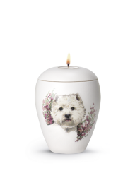 Zvieracia urna Bianco so sviečkou - Teriér 0,5l