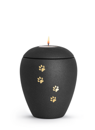 Zvířecí urna Verona Paws se svíčkou - Černá 1,5l