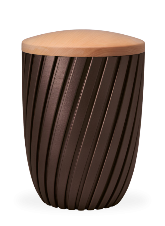 Ökologische Urne Rillen – Braun/Lindenholz