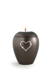 Zvířecí urna Crystal Heart se svíčkou - Hnědá 0,5l