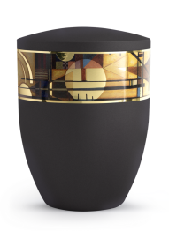 Ekologiczna urna Arte Black, słońce, ozdobny pasek