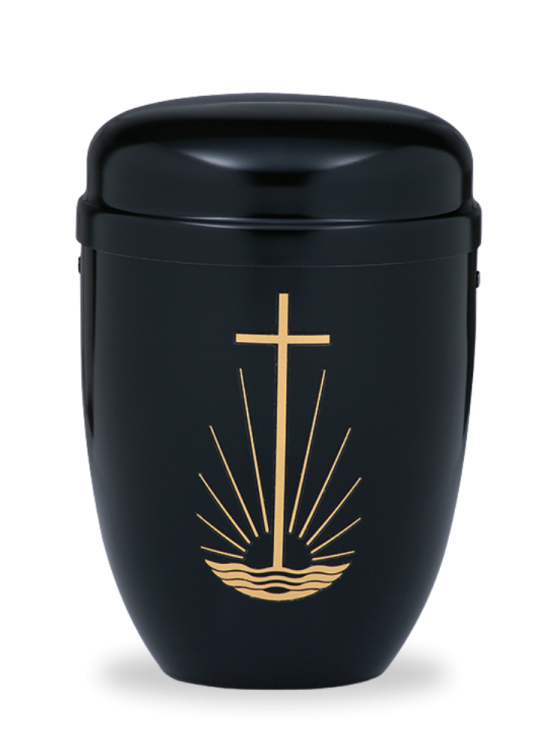Kovová urna Lucea - Černá/Kříž